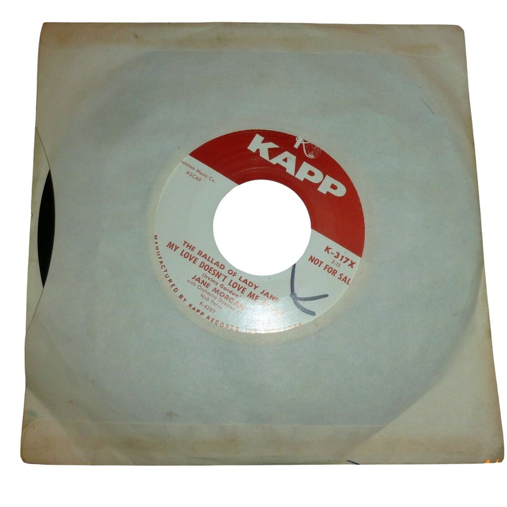 Jane Morgan The Ballad of Lady Jane Bells of St Marys 45 RPM Promo Vinyl K-317X